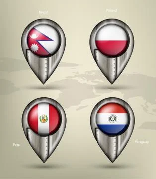 Wave country flag with shadows Stock Illustration