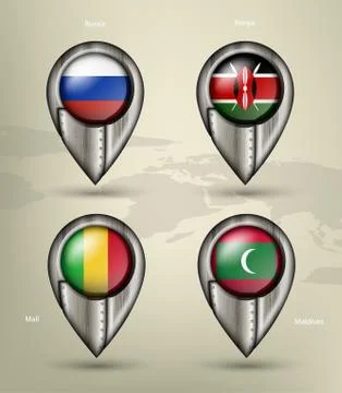 Wave country flag with shadows Stock Illustration