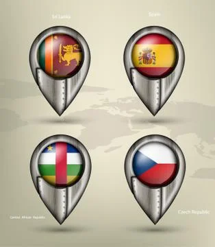 Wave country flag with shadows Stock Illustration