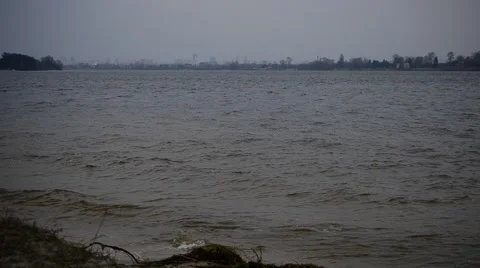 Wave-covered water surface on Dnieper river Stock Footage 50088772
