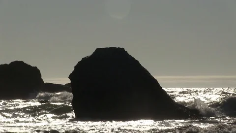 Wave Crash Over Solid Rock Stock Footage 119892756