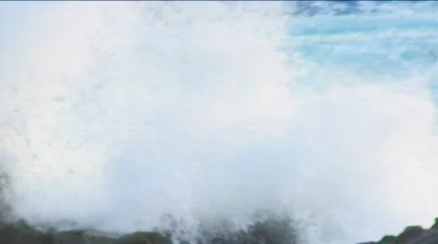 Wave Crash on Rock Stock Footage
