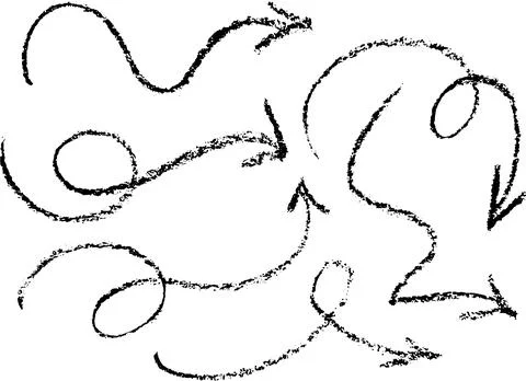 Wave Crayon Hand Drawn Arrows Set Stock Illustration