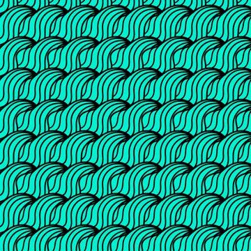 Wave cyan texture seamless pattern textile print. repeat pattern background d Stock Illustration