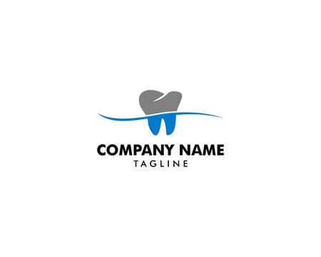Wave Dental Teeth Logo Design Vector Template Stock Illustration