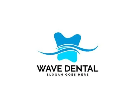 Wave Dental Teeth Logo Design Vector Template Stock Illustration