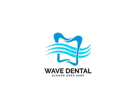 Wave Dental Teeth Logo Design Vector Template Stock Illustration