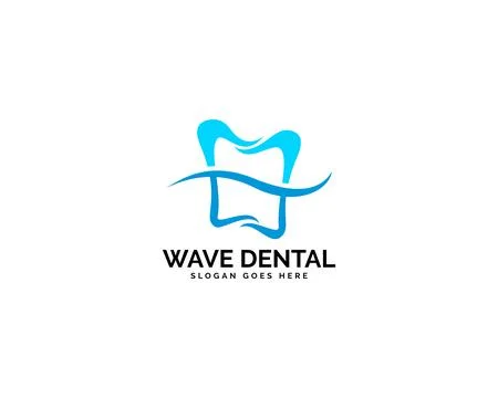 Wave Dental Teeth Logo Design Vector Template Stock Illustration