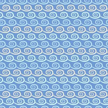 Wave different seamless patterns (tiling) Stock Illustration
