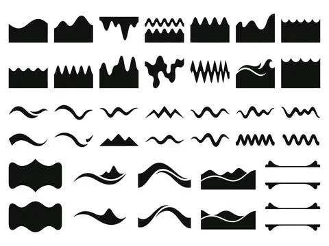 Wave divider and geometric edge silhouette vector illustration mega pack Stock Illustration