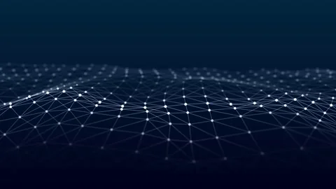 A wave of dots and lines of network connection. Technological background. 3D Stock Footage 197066354