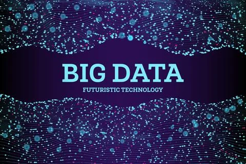 Wave of Dots and Weave Lines. Big Data Concept. Abstract Background. Network  Stock Illustration
