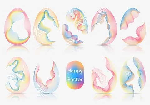 Wave effect set, Easter egg shape. Vector illustration Stock Illustration