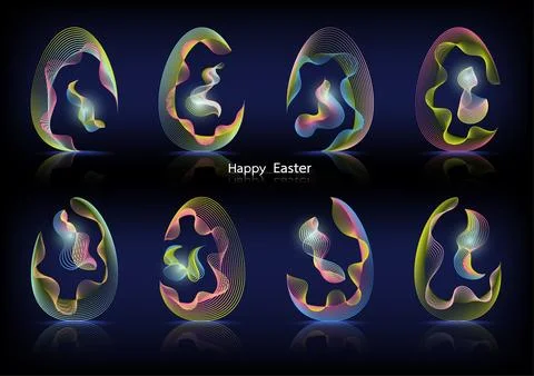 Wave effect set, Springtime Easter egg shape. Vector illustration. Stock Illustration