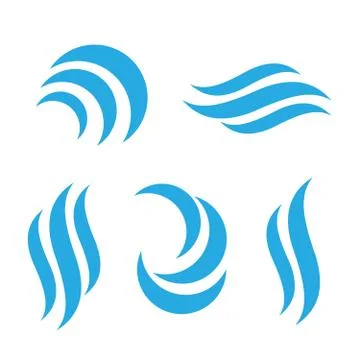 Wave emblems. Ocean water abstract vector isolated logos and symbols. Illustr Stock Illustration