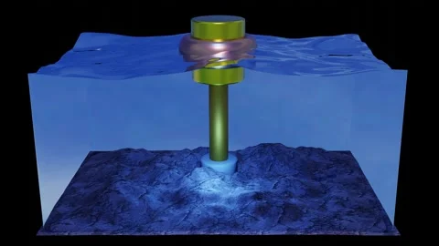 Wave energy converter technology .  3d animation render Stock Footage 169887891
