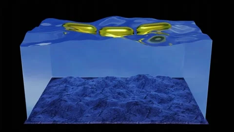 Wave energy converter technology .  3d animation render Stock Footage 169887893