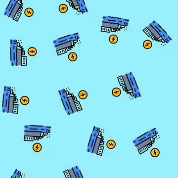 Wave energy storage vector seamless pattern Stock Illustration