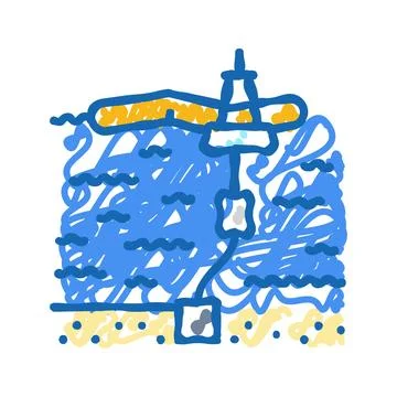 Wave farm installation tidal icon doodle illustration Stock Illustration