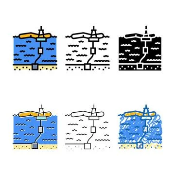 Wave farm multistyle installation tidal color icon vector Stock Illustration