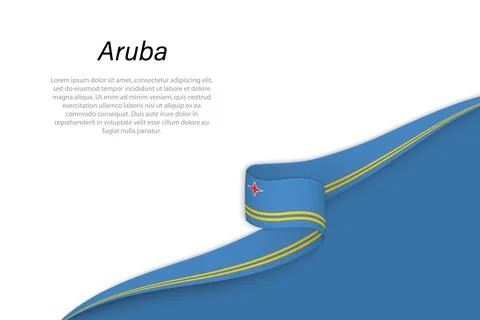 Wave flag of Aruba with copyspace background イラスト素材