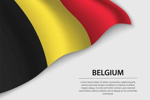 Wave flag of Belgium on white background. Banner or ribbon vector template Illustrazione stock