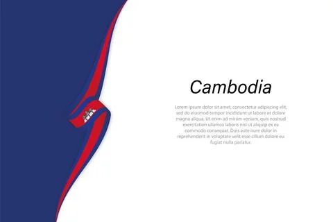 Wave flag of Cambodia with copyspace background Stock Illustration