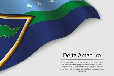 Wave flag of Delta Amacuro is a state of Venezuela Stock Illustration