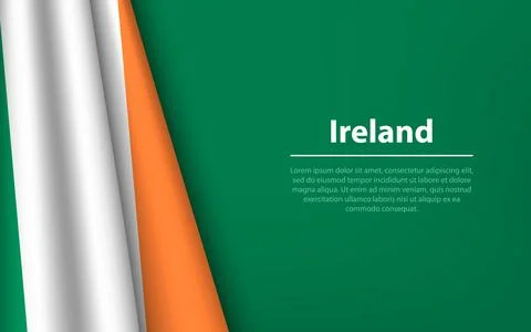 Wave flag of Ireland with copyspace background. Ilustração Stock