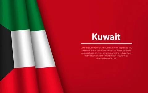 Wave flag of Kuwait with copyspace background. Stock-Illustration