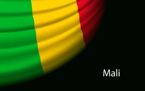 Wave flag of Mali on dark background. Illustrazione stock