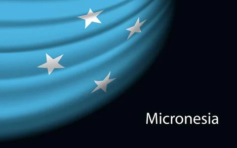 Wave flag of Micronesia on dark background. Stock Illustration