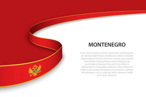 Wave flag of Montenegro with copyspace background 스톡 일러스트