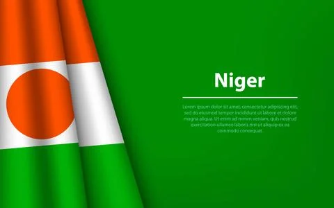 Wave flag of Niger with copyspace background. 스톡 일러스트