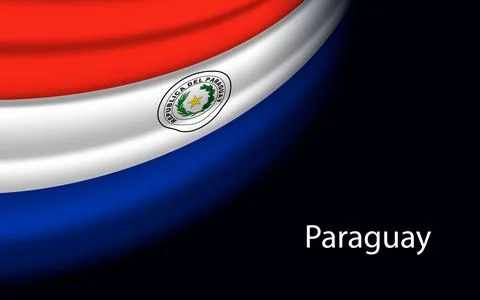 Wave flag of Paraguay on dark background. Illustrazione stock