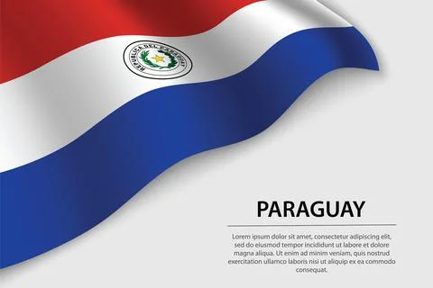 Wave flag of Paraguay on white background. Banner or ribbon vector template 스톡 일러스트