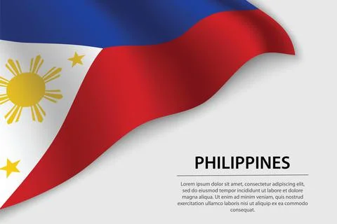 Wave flag of Philippines on white background. Banner or ribbon vector templat Stockillustratie