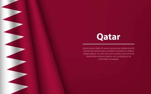 Wave flag of Qatar with copyspace background. Stockillustratie