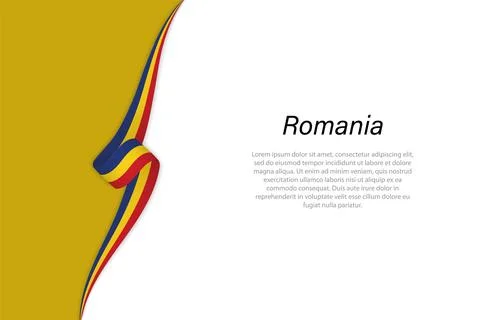 Wave flag of Romania with copyspace background. Stock Illustration