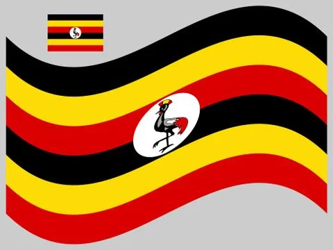 Wave Flag of Uganda Vector illustration eps 10 Stock Illustration