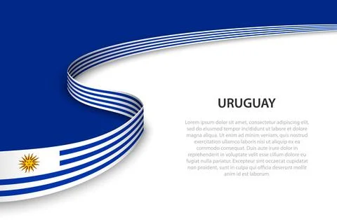 Wave flag of Uruguay with copyspace background. Stock Illustration