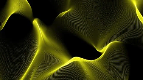 Wave of flowing particles on a dark background. Abstract backdrop with dyna.. Stock Illustration