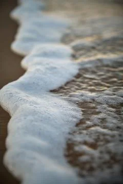 Wave with foam at sunset 스톡 사진