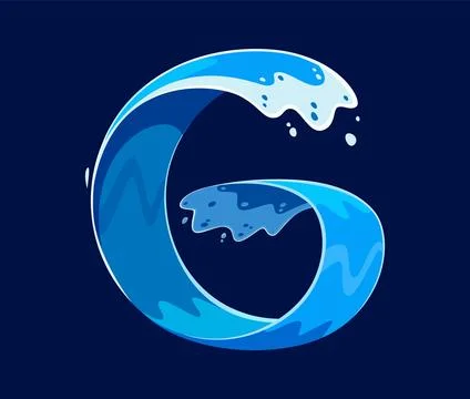 Wave font alphabet letter typeface of water surf Stock Illustration