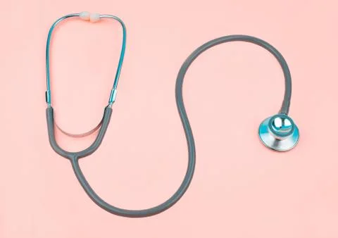 Wave form of one single normal stethoscope isolated on top of a pink color pa Foto stock