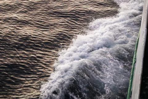 Wave Formation Caused by Ship in Motion Stock Photos