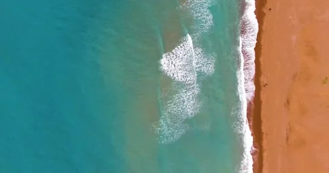 Wave Formations and Sandy Beach 4k Resolution Top Drone Shot Stock Footage 149878491