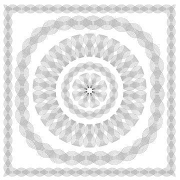 Wave Frames. Set of Guilloche Elements Wave Frames Isolated on White Backg... Stock Photos