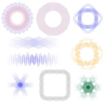 Wave Frames Wave Frames Isolated on White Background. Set of Guilloche Ele... Stock Photos