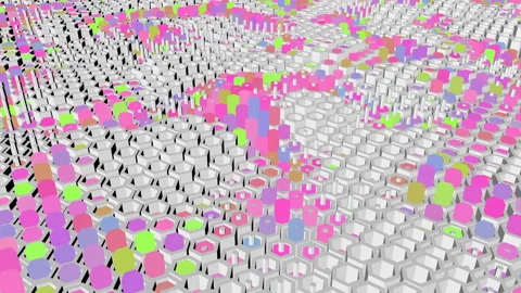 Wave of glowing hexagons. Computer animation. Seamless loop. Stock Footage 100187299